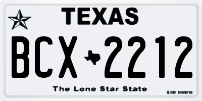 TX license plate BCX2212
