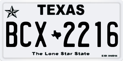 TX license plate BCX2216