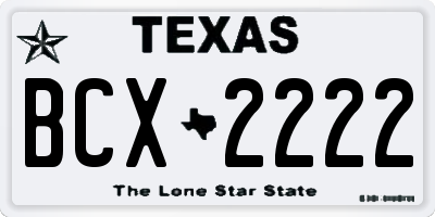 TX license plate BCX2222