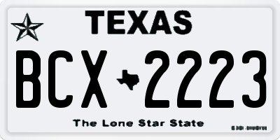 TX license plate BCX2223
