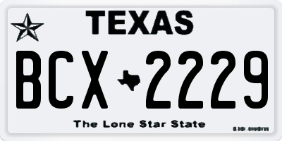 TX license plate BCX2229