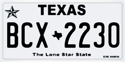 TX license plate BCX2230