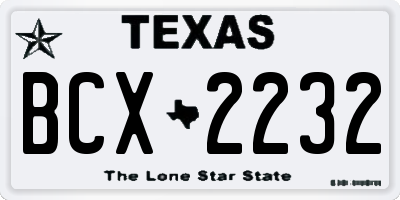 TX license plate BCX2232