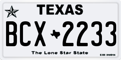 TX license plate BCX2233