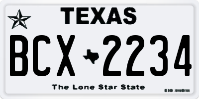 TX license plate BCX2234