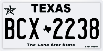 TX license plate BCX2238