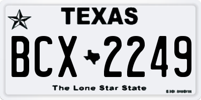 TX license plate BCX2249