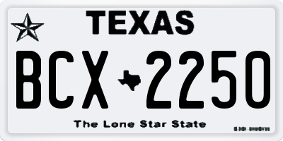 TX license plate BCX2250