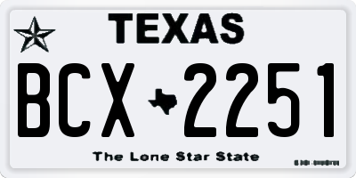 TX license plate BCX2251