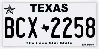 TX license plate BCX2258
