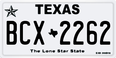 TX license plate BCX2262