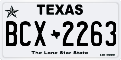 TX license plate BCX2263