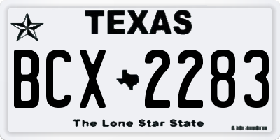 TX license plate BCX2283