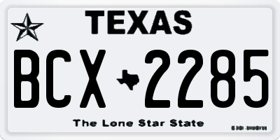 TX license plate BCX2285