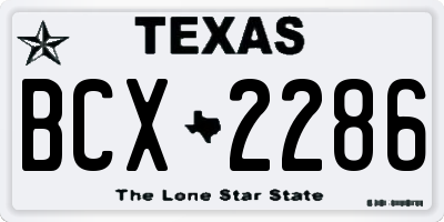 TX license plate BCX2286