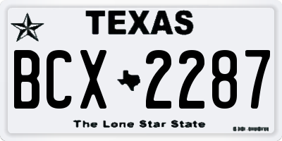 TX license plate BCX2287