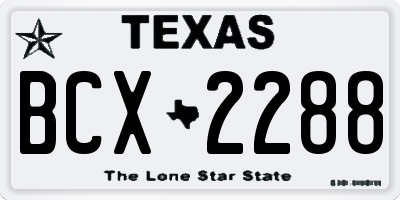 TX license plate BCX2288