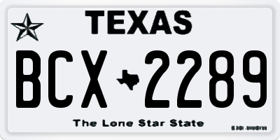 TX license plate BCX2289