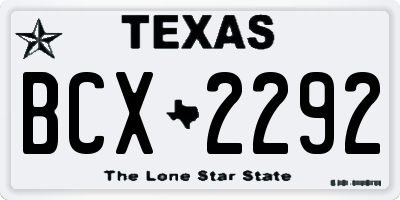 TX license plate BCX2292