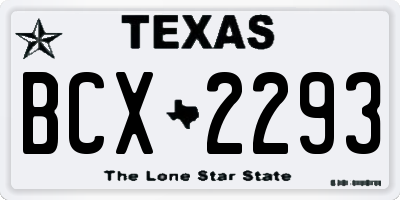 TX license plate BCX2293