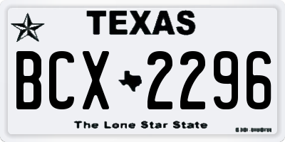 TX license plate BCX2296