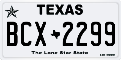 TX license plate BCX2299