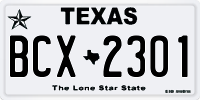 TX license plate BCX2301