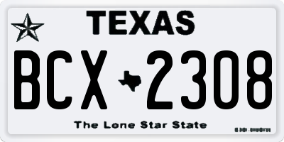 TX license plate BCX2308