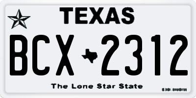 TX license plate BCX2312