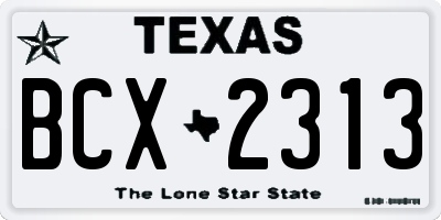 TX license plate BCX2313
