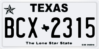 TX license plate BCX2315