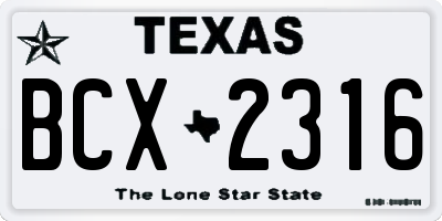 TX license plate BCX2316