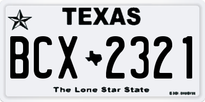 TX license plate BCX2321