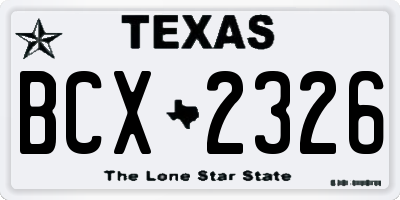 TX license plate BCX2326