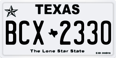 TX license plate BCX2330