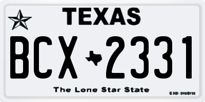 TX license plate BCX2331
