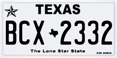 TX license plate BCX2332