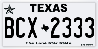 TX license plate BCX2333