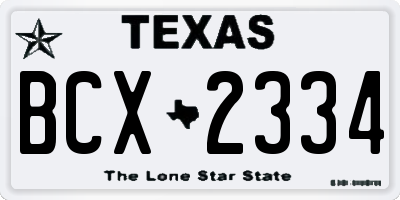 TX license plate BCX2334