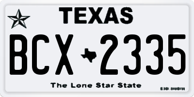 TX license plate BCX2335