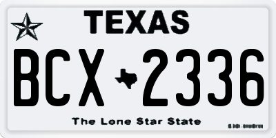 TX license plate BCX2336