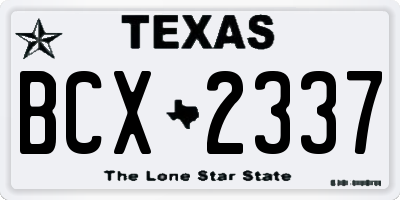 TX license plate BCX2337