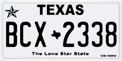 TX license plate BCX2338
