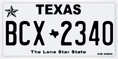 TX license plate BCX2340