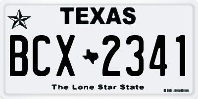 TX license plate BCX2341