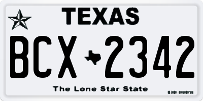 TX license plate BCX2342