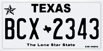 TX license plate BCX2343
