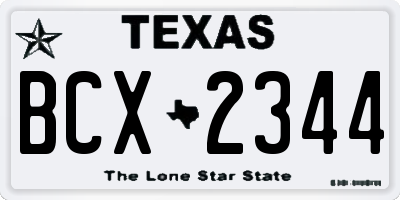 TX license plate BCX2344