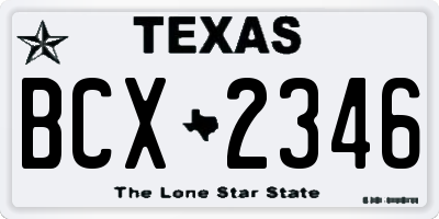 TX license plate BCX2346