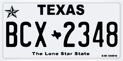 TX license plate BCX2348